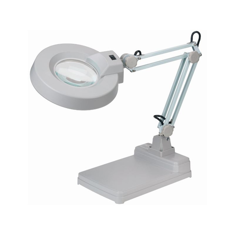 Schweizer Magnifying lamp scissor arm table base, 2x/Ø125mm, biconvex, 22W