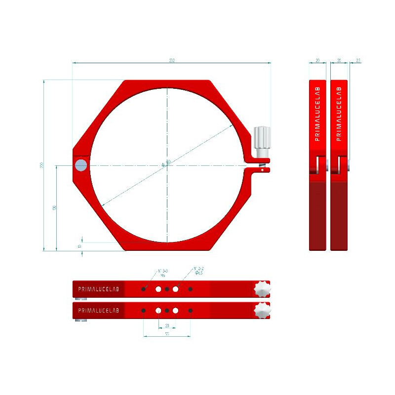 PrimaLuceLab Anelli di sostegno Rohrschellen PLUS 180mm