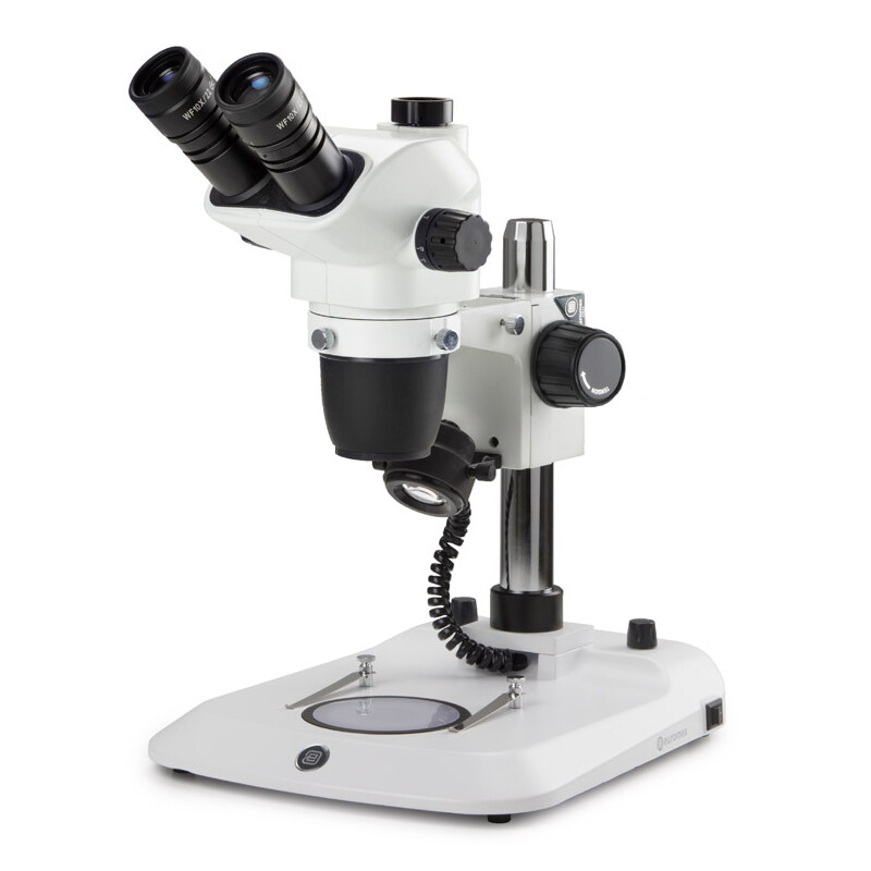 Euromex Stereo zoom microscope NZ.1903-P, 6.7-45x, Column, Incident and Transmitted light, trino