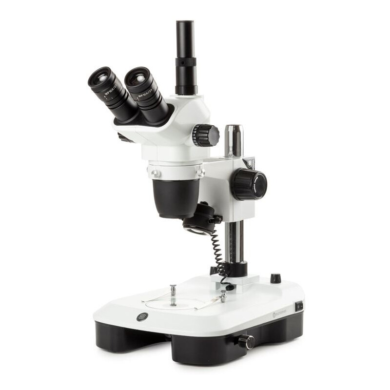 Euromex Stereo zoom microscope NZ.1903-M, 6.7-45x, Column, Reflected and Transmitted light, trino, Mirror f. Dark field, Embryology