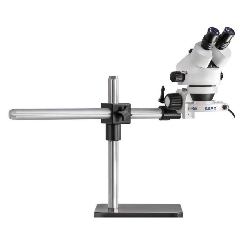 Kern Stereo zoom microscope OZL 963, trino, 0.7-4.5x, telescopic arm stand, plate, LED ringl.