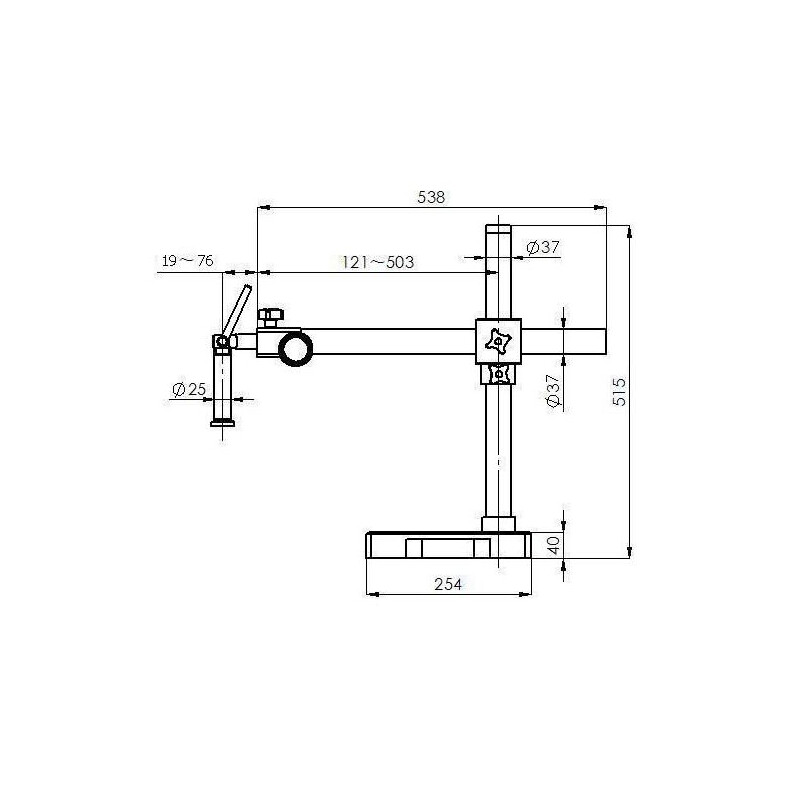 Kern Stereo zoom microscoop OZM 912, bino, 7x-45x, HSWF 10x23 mm, Stativ, Einarm (430 mm x 385 mm) m. Tischplatte, Ringlicht LED 4.5 W