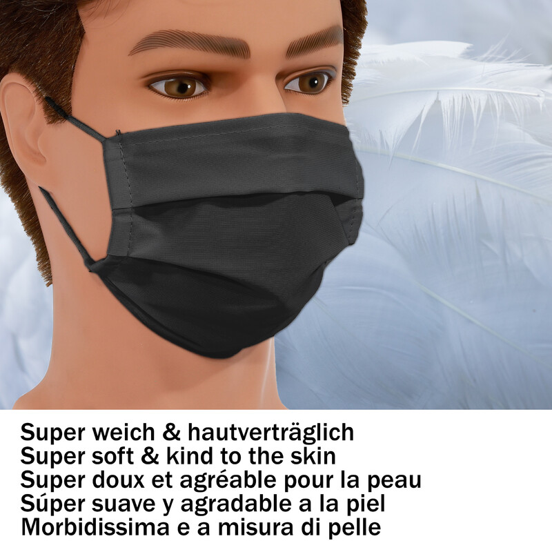 Masketo Mondmaskers, polyester, zwart, voor kinderen, 5 stuk