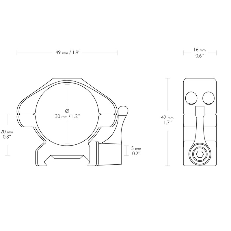 HAWKE Precision steel ring mount 30mm 2 piece Weaver low lever