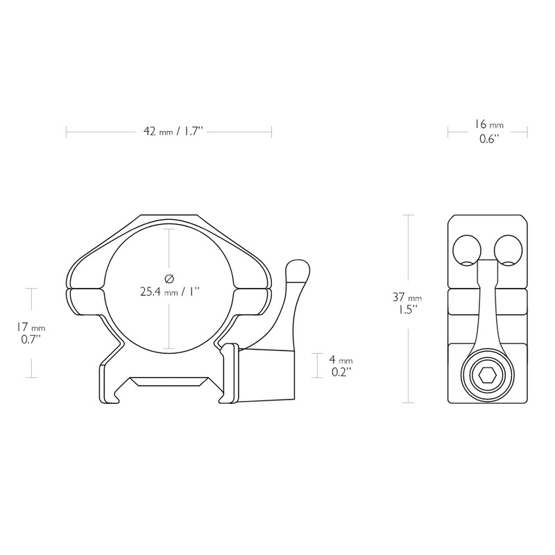 HAWKE Precision ring mount made of steel 1 inch 2 pieces Weaver low lever