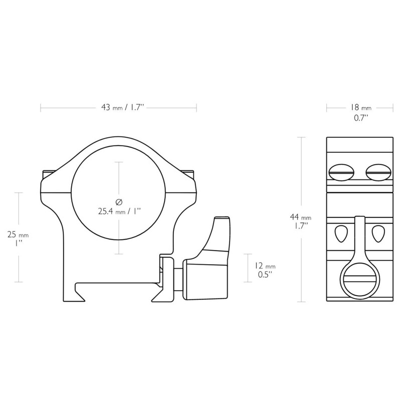 HAWKE Professional steel ring mount Weaver 1inch middle