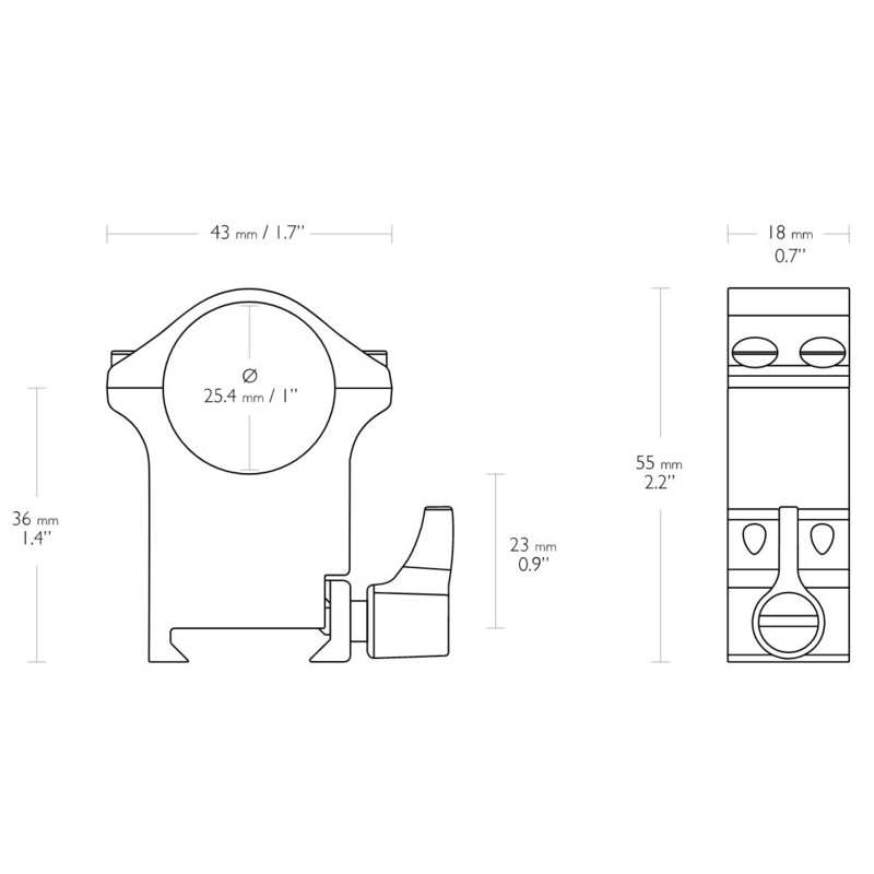 HAWKE Professional steel ring mount Weaver 1inch extra high