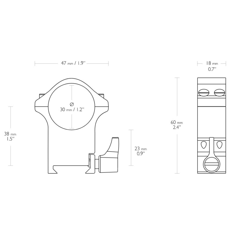 HAWKE Professional steel ring mount Weaver 30mm extra high