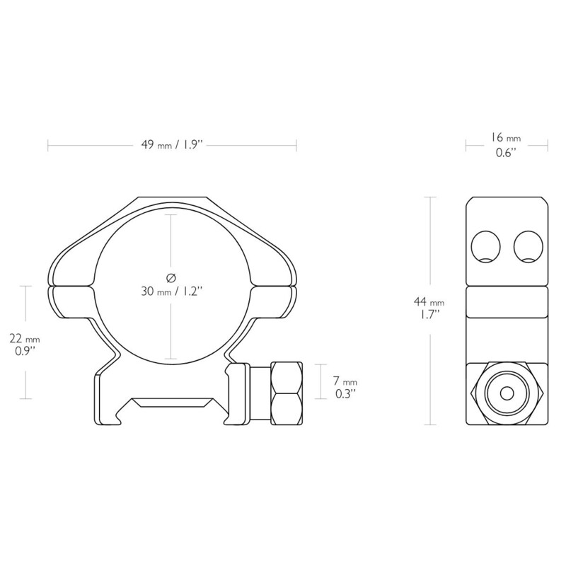 HAWKE Precision steel ring mount Weaver screw 30mm middle