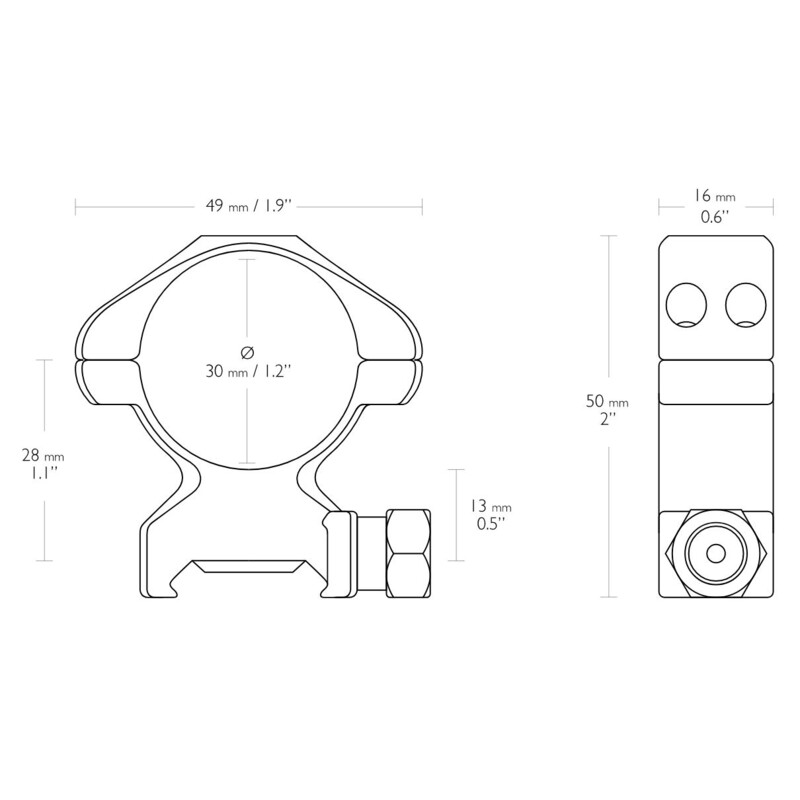 HAWKE Precision steel ring mount Weaver screw 30mm high