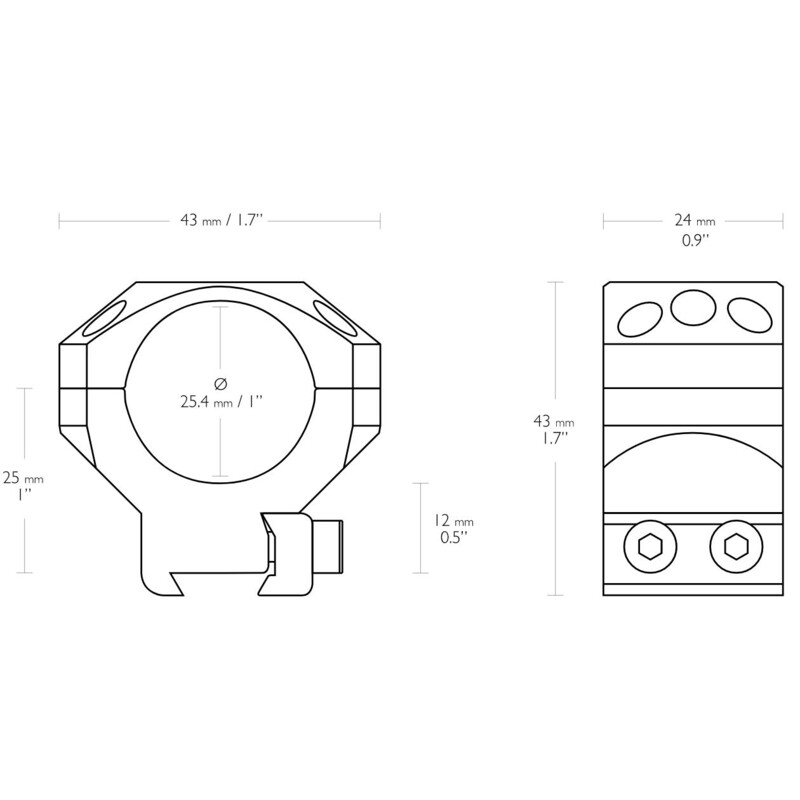 HAWKE Tactical ring mount 9-11mm 1inch middle