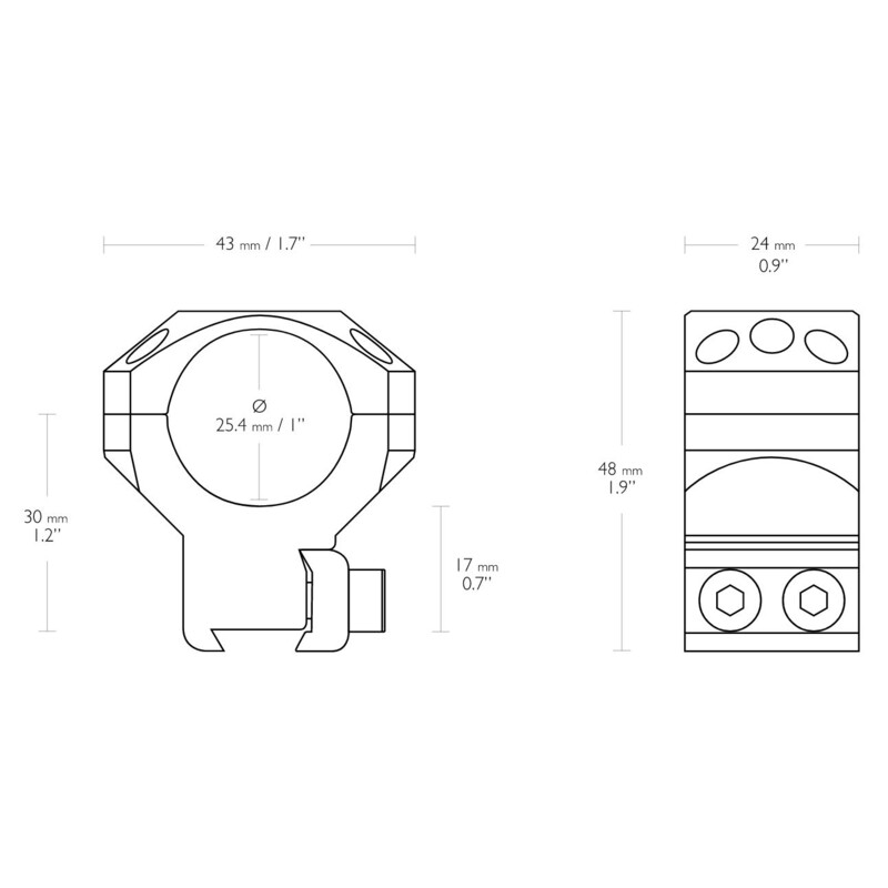 HAWKE Tactical ring mount 9-11mm 1inch high