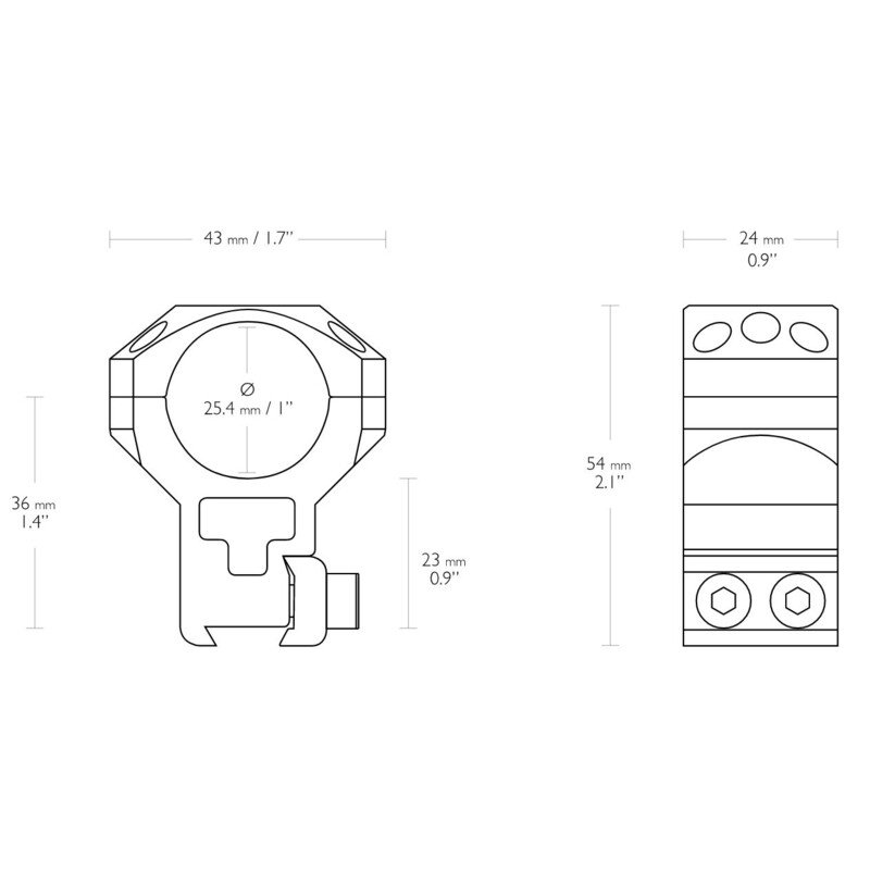 HAWKE Tactical ring mount 9-11mm 1inch extra high