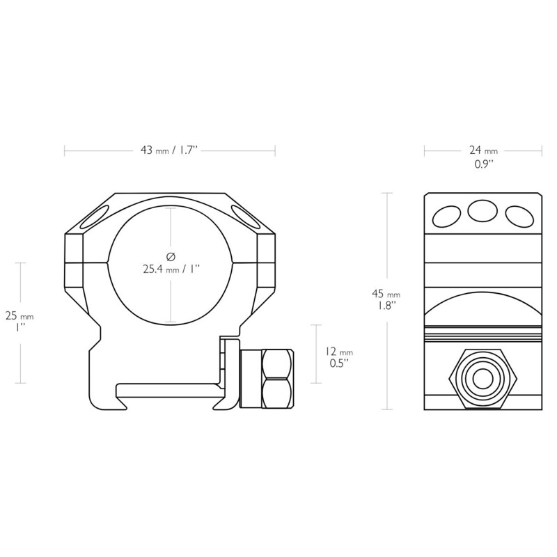 HAWKE Tactical ring mount Weaver 1 inch middle