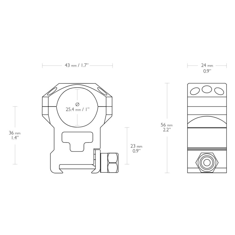 HAWKE Tactical ring mount Weaver 1 inch extra high