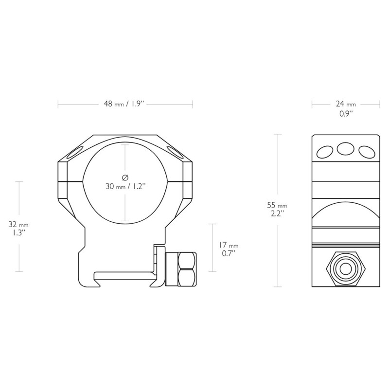 HAWKE Tactical ring mount Weaver 30mm high