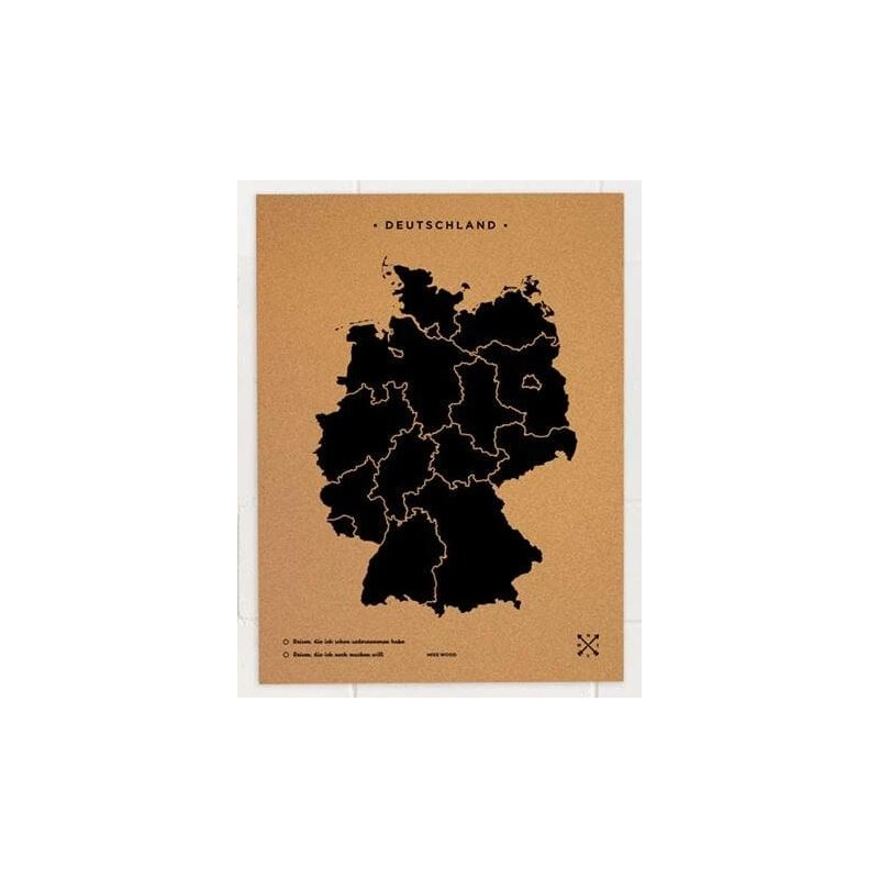 Miss Wood Kaart Woody Map Countries Deutschland Cork XL black (90 x 60 cm)