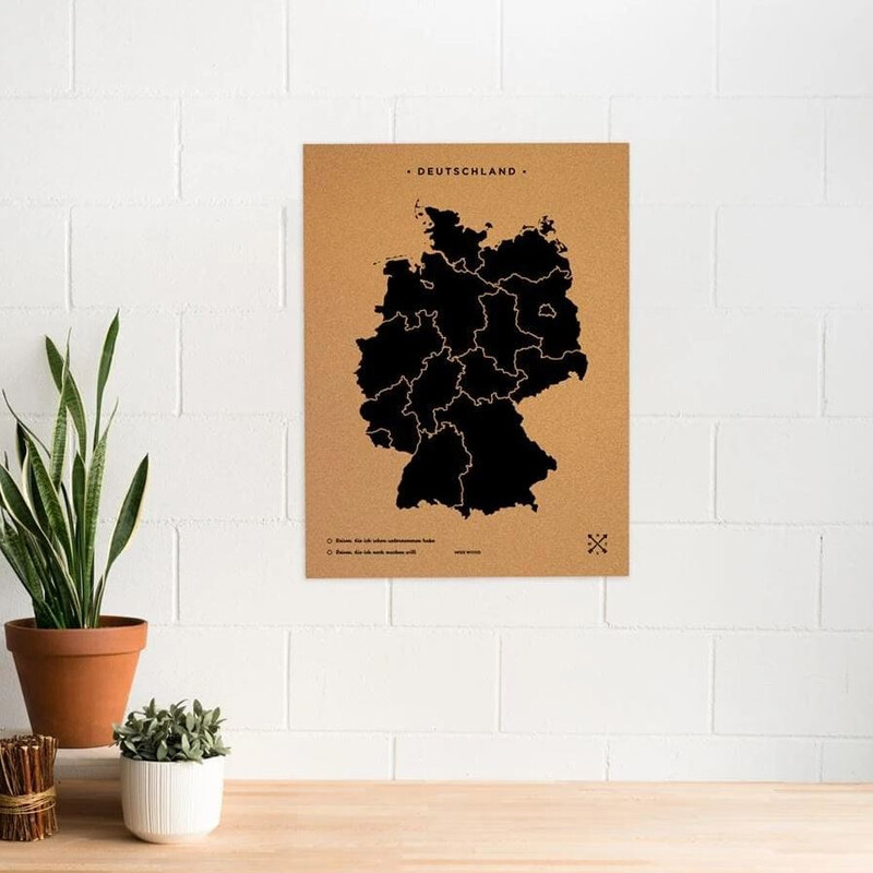 Miss Wood Mappa Woody Map Countries Deutschland Cork XL black (90 x 60 cm)