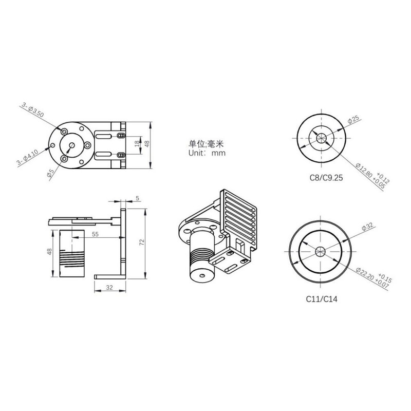 ZWO Adaptador para motor de enfoque EAF en C11 y C14 de Celestron