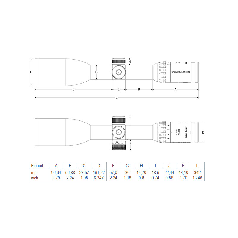 Schmidt & Bender Riflescope 3-12x50 Zenith Ret. FD7, 30mm, Without rail // Without rail Posicon