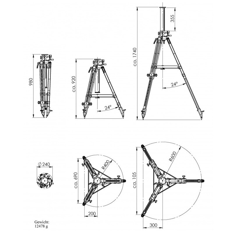 Berlebach Houten tripod UNI 18 K70 3/8"