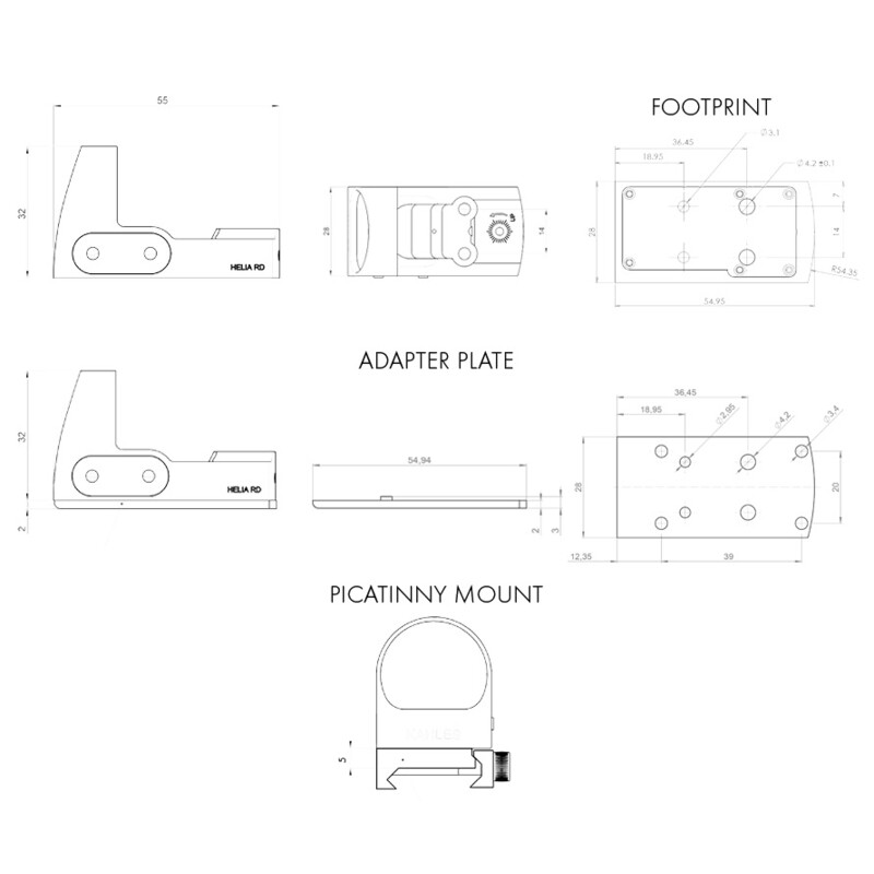 Kahles Riflescope Red Dot Sight HELIA RD Adaptors Plate, 2 MOA Dot