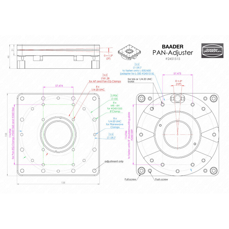 Baader Pan adjuster for adjusting the optical axis of parallel-mounted telescopes