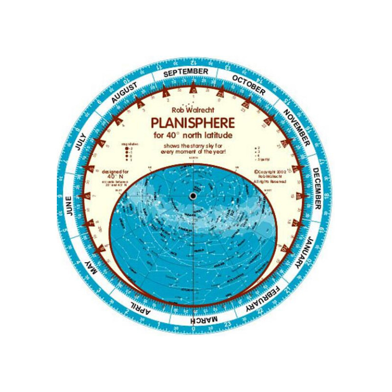 Rob Walrecht Mapa estelar Planisphere 40°N 25cm