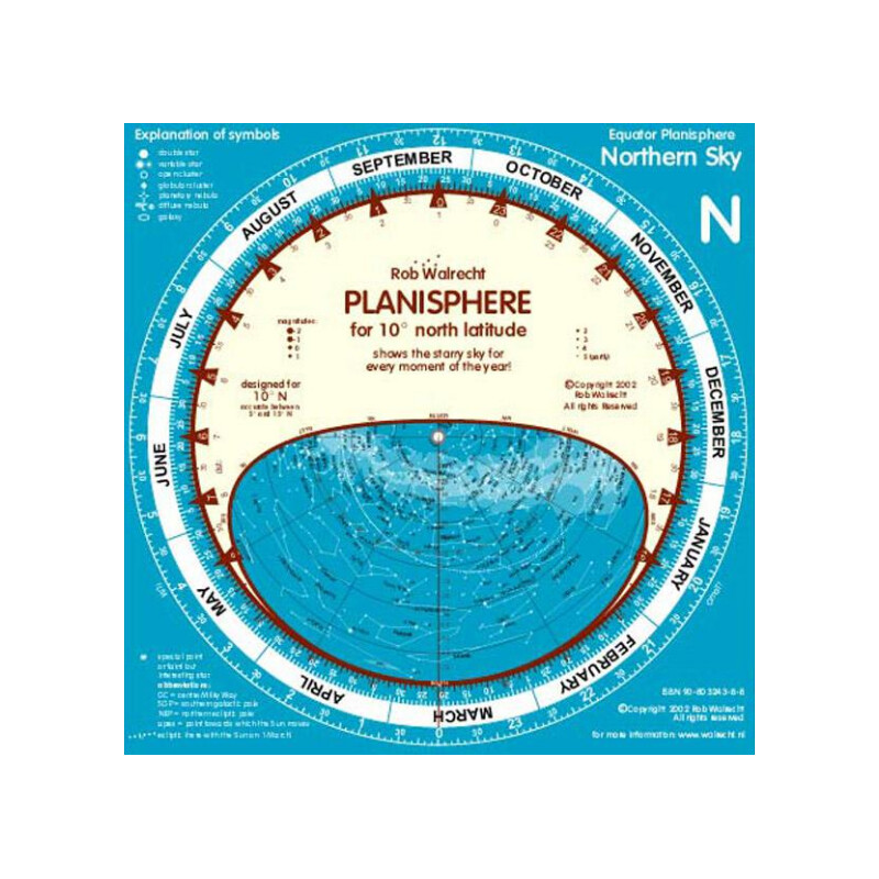 Rob Walrecht Carta Stellare Planisphere 0° Equator 25cm