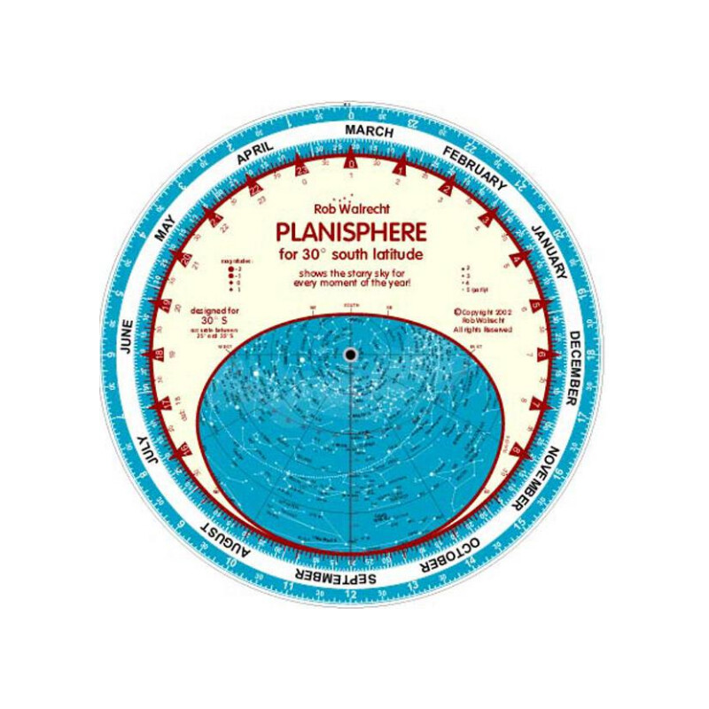 Rob Walrecht Carta Stellare Planisphere 30°S 25cm