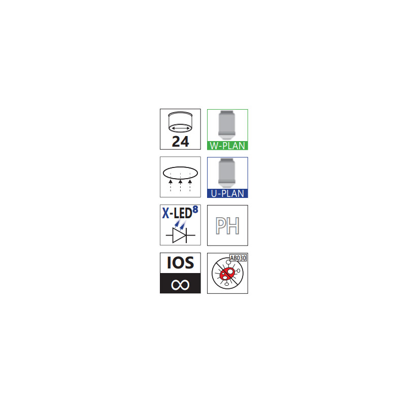 Optika Microscopio invertido IM-5, trino, invers, 10x24mm, LED 8W w.o. objectives