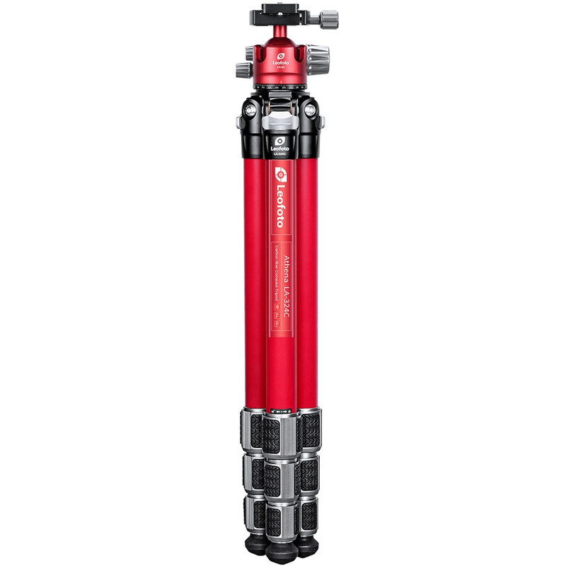 Leofoto Carbon tripod LA-324C + Ballhead LH-40 Athena Red