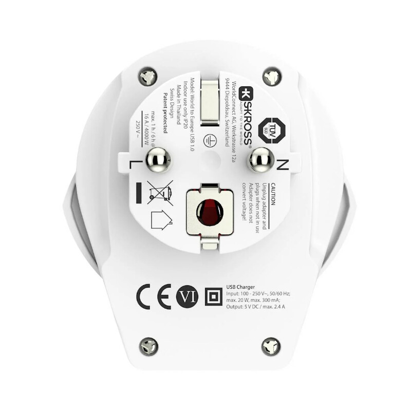 Skross Stroomvoorziening Reiseadapter World to Europe USB 1.0