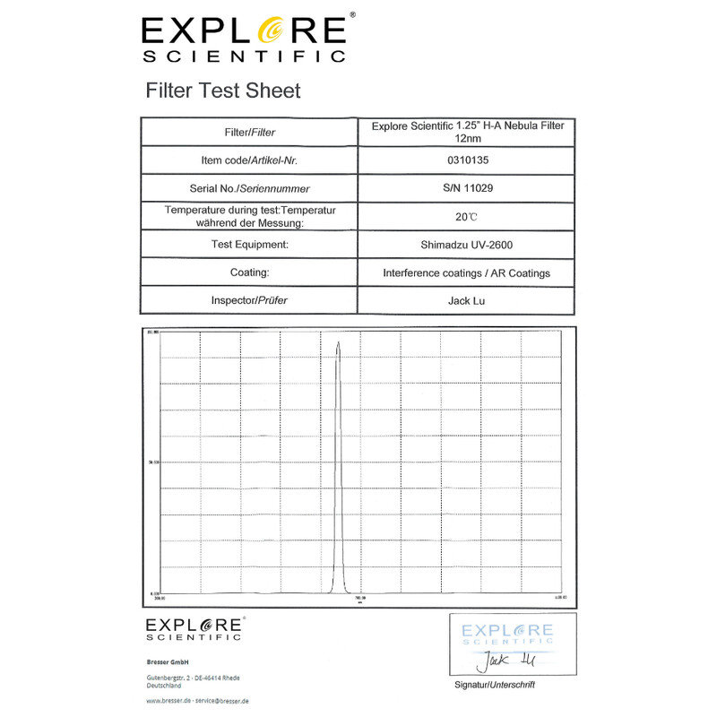 Explore Scientific Filtro H-alpha 12nm 1,25"