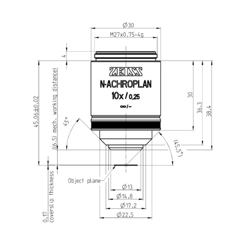 ZEISS Objective N-Achroplan 10x/0.25 M27