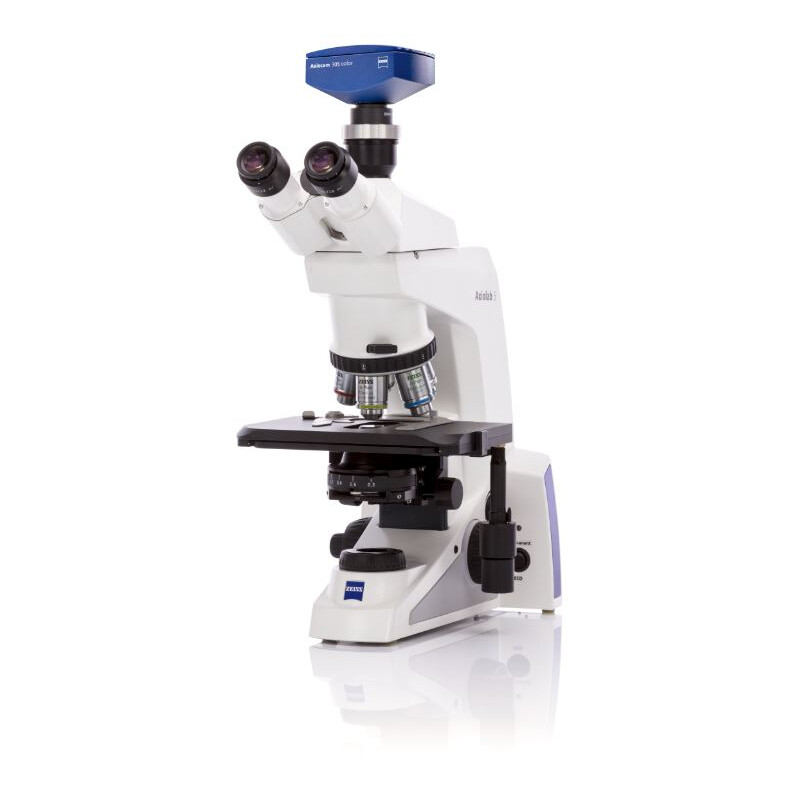 ZEISS Microscope , Axiolab 5, trino, infinity, plan, 10x, 40x, 50x, 100x, 10x/22, Dl, LED, 10W, incl. Camera adapter, microbiology