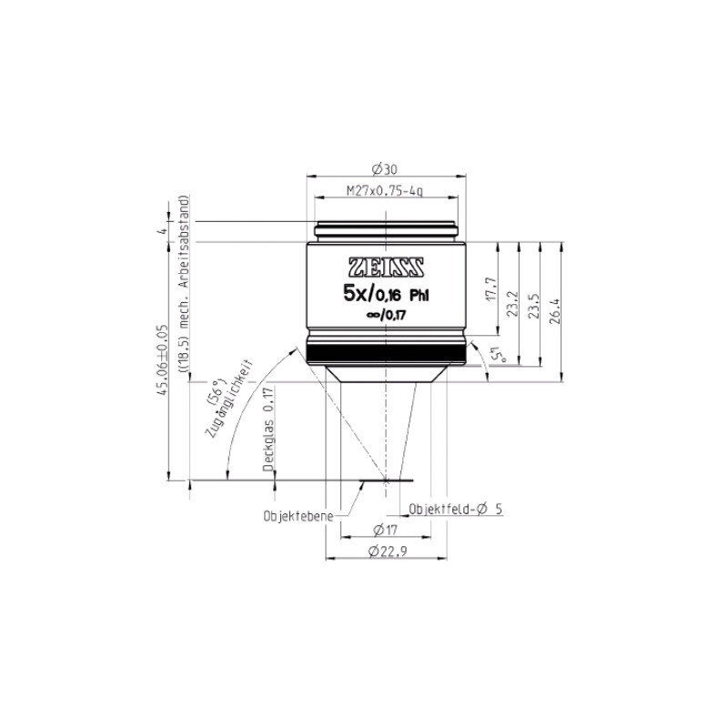 ZEISS Objective Lens EC Plan-Neofluar, Ph1 5x/0.16 wd=18.5mm