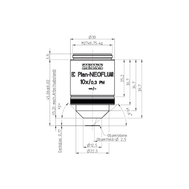 ZEISS Objective EC Plan-Neofluar, Ph1, 10x/0.3 wd=5.2mm