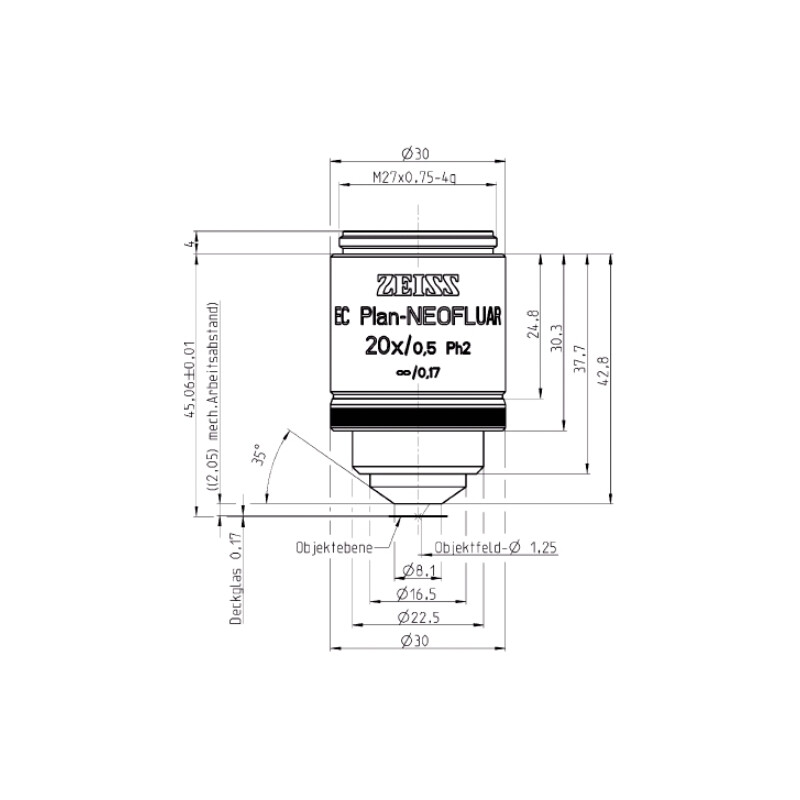 ZEISS Objective EC Plan-Neofluar, Ph2, 20x/0.50 wd=2.0mm