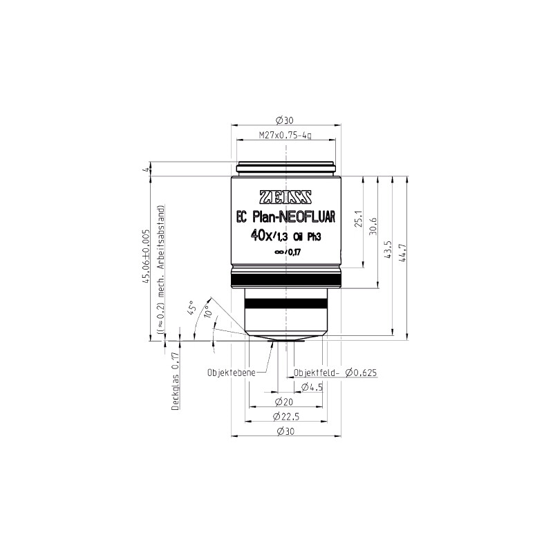 ZEISS Objective EC Plan-Neofluar, Ph3, 40x/1.30 Oil wd=0.21mm