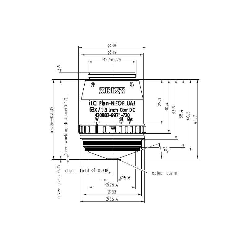 ZEISS Objective Objektiv i LCI Plan-Neofluar 63x/1,3 Imm Korr DIC wd=0,17mm