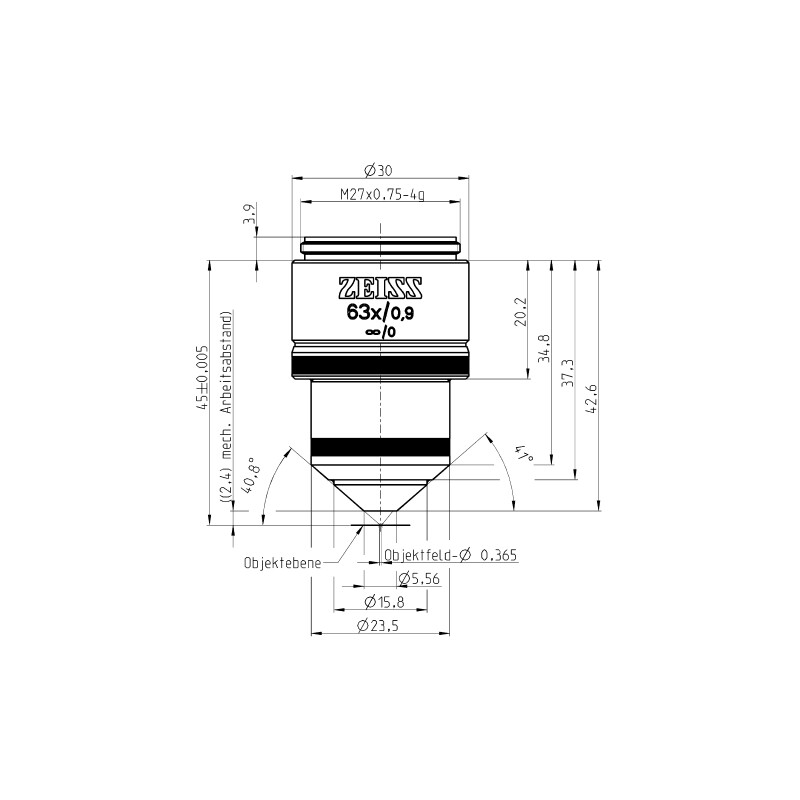 ZEISS Objective W N-Achroplan 63x/0.9 wd=2.4mm