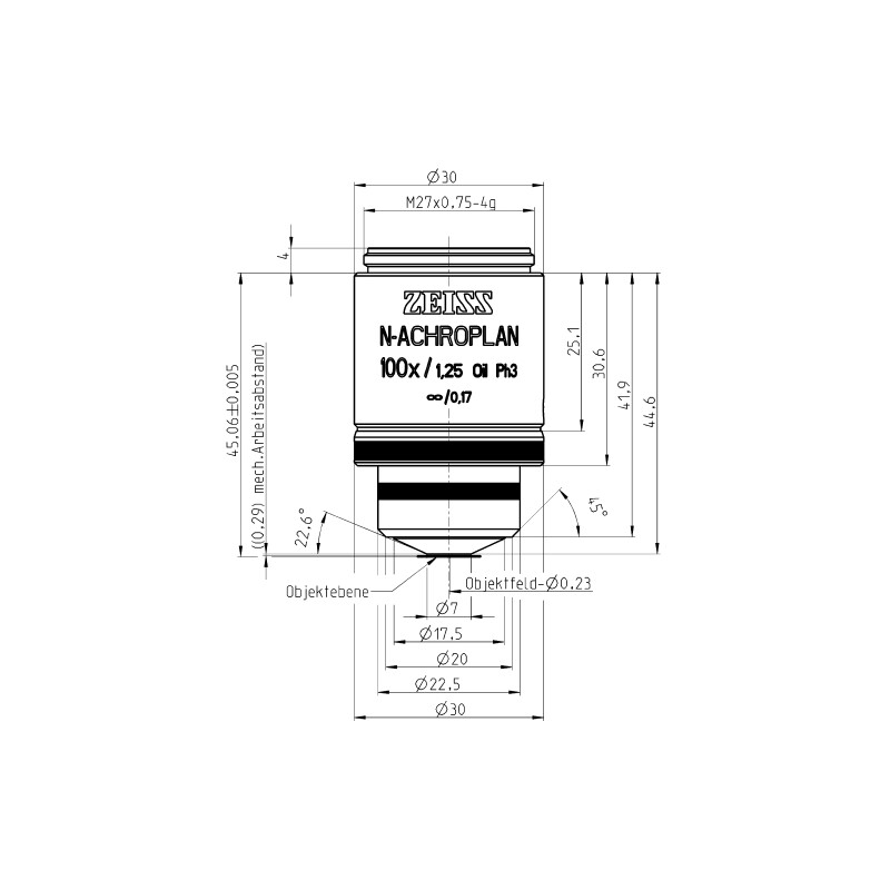ZEISS Objective N-Achroplan 100x/1.25 Oil Ph3 wd=0.29mm