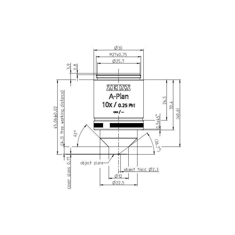 ZEISS Objective A-Plan 10x/0.25 Ph1 wd=4.3mm