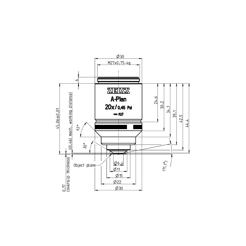 ZEISS Objective A-Plan 20x/0.45 Pol wd=0.46mm