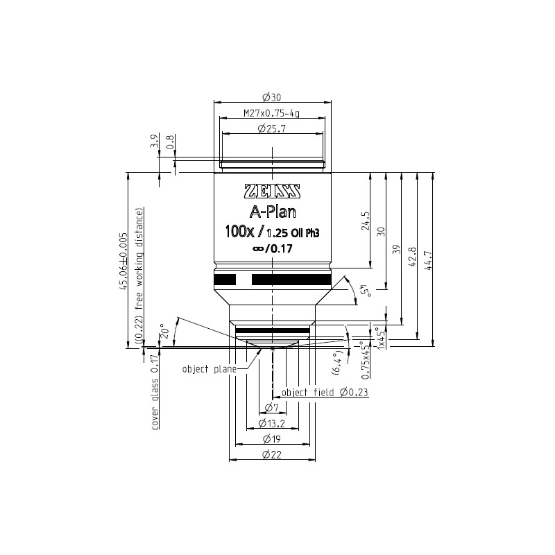 ZEISS Objective A-Plan 100x/1.25 Oil Ph3 wd=0.22mm