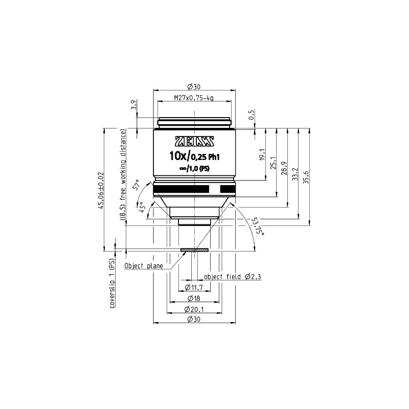 ZEISS Objective LD A-Plan 10x/0.25 Ph1 wd=8.5mm