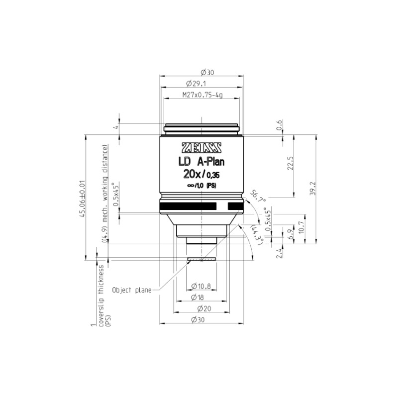 ZEISS Objective LD A-Plan 20x/0.35 wd=4.9mm