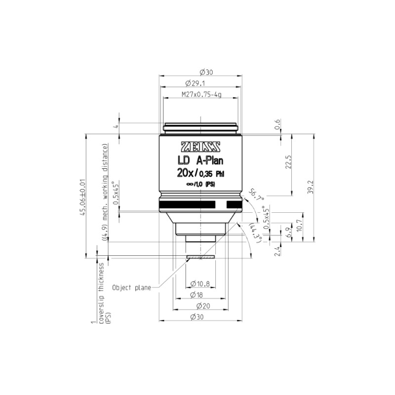 ZEISS Objective LD A-Plan 20x/0.35 Ph1 wd=4.9mm