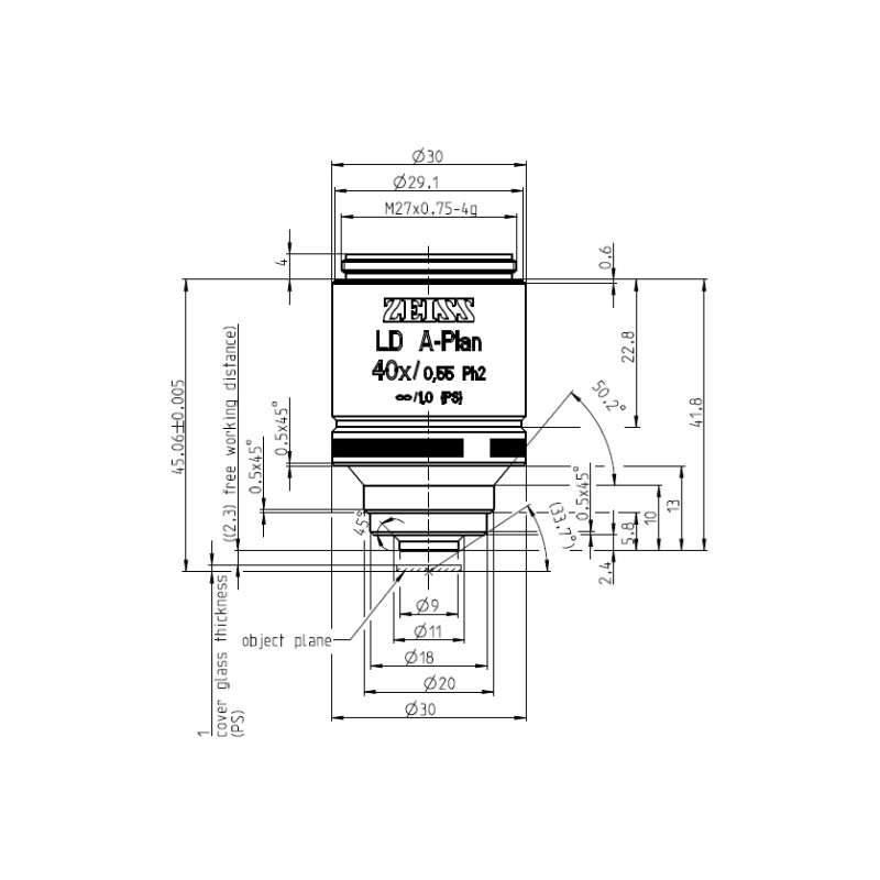 ZEISS Objective LD A-Plan 40x/0.55 Ph2 wd=2.3mm